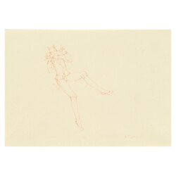 Christiana SOULOU "Roman Ruin- A figure, covered entirely with red vine leaves, is seated on a capital playing the flute" from Lorca's play "The Public", 2012, Coloured pencil on paper, 29,4 x 41,7 cm SOUL.C_167