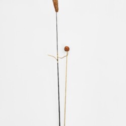 "Golf", 2020, Copper plated Clementine, Steel, Brass, Bamboo, Prickly pear, 156 x 40 x 6 cm