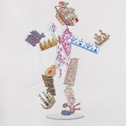 "Κος Λαογραφικός / Mr. Folklorist", 2020, Collage, colour pencil on paper, 100 x 88 cm