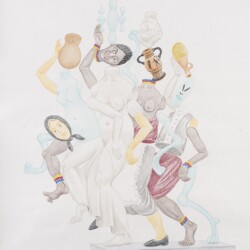 "Σταμνούλες (λευκό) / Pitches (white)" , 2020, Colour pencil on paper, 100 x 88 cm