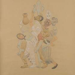 "Σταμνούλες (καφέ) / Pitches (brown)", 2019, Colour pencil on paper, 100 x 88 cm