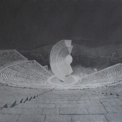 Dionisis KAVALLIERATOS "Theater plays an important role", 2016, Pencil on paper, 85 x 105 cm