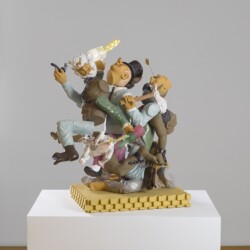 "Vagabonds of the Western World" , 2019, Ceramic, epoxy resin, plywood, 68 x 60 x 45 cm