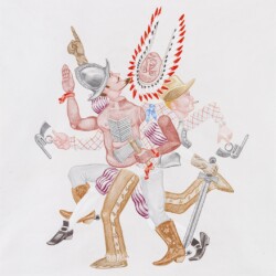 "Make America Again (white paper)", 2020, Colour pencil on paper, 100 x 88 cm