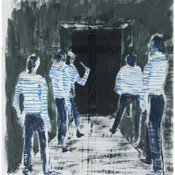 Daniel RICHTER, "Gang of Five", 2003, Pencil, Oil, Tesa tape on paper, 41 x 39,8 cm