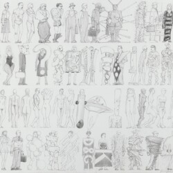 Jim SHAW, "Changing Fashions", 1996, Graphite on paper, 35,5 x 43 cm