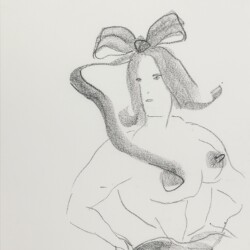 Sue WILLIAMS ,"Bow", 1993, Charcoal on paper, 42 x 34,5 cm